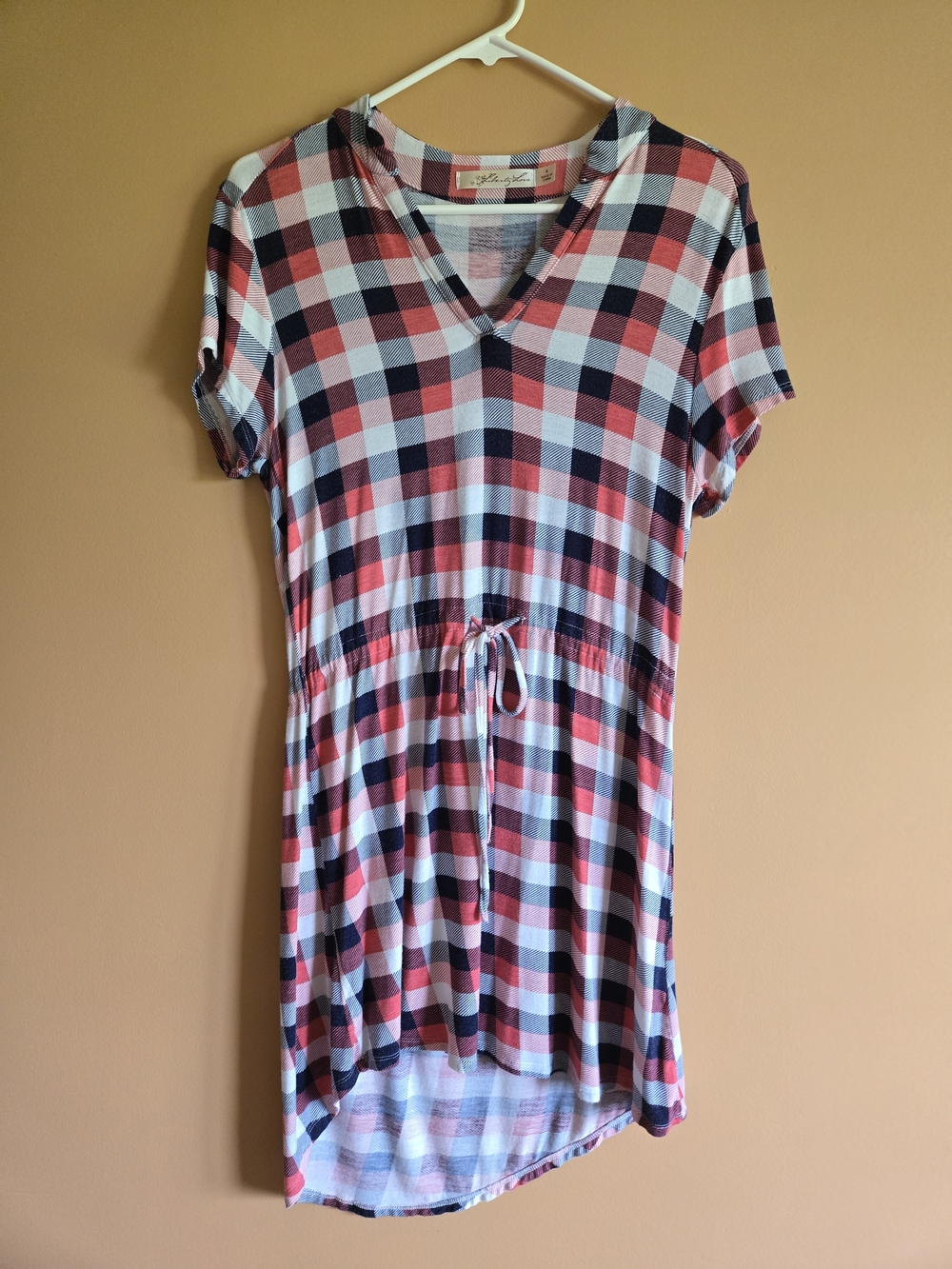 Liberty Love Plaid V-Neck Drawstring Dress